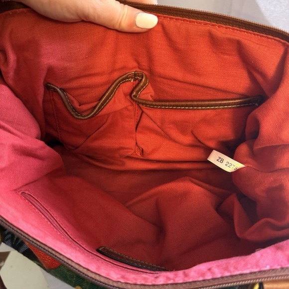 Fossil Floral Tropical Multi Color Bag Purse Leather Strap Raffia Shoulder Bag - Picture 11 of 16